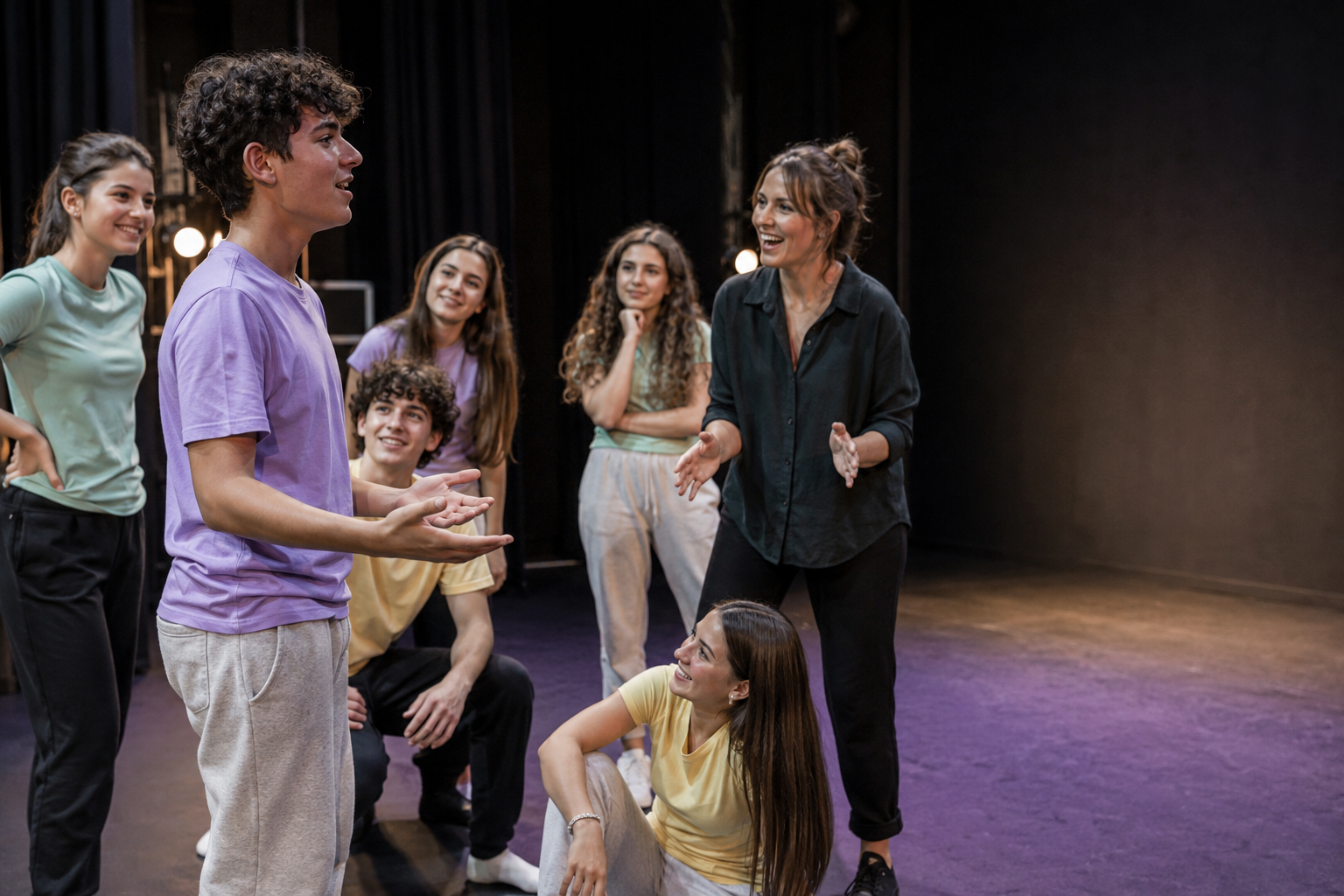 Adolescenti in un laboratorio teatrale